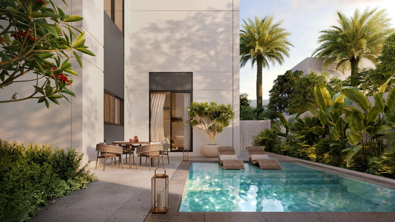 Al Ghadeer Gardens Abu Dhabi modern townhouse community surrounded by landscaped greenery and pedestrian-friendly streets